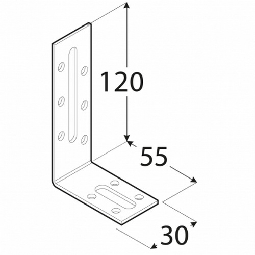 Кутник монтажний Domax L-подібний 120x55x30 мм 2 мм KRD4