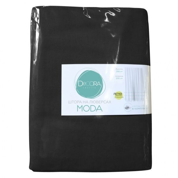 Штора Moda 200х268 см черный Decora