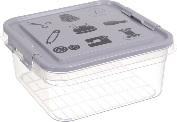 Ящик-органайзер для хранения Gondol Plastic Sewing Box серый 110x250x