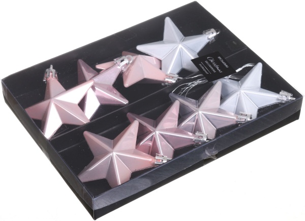 Набор новогодних украшений Звезды CAN210310 розовый 6,5 см 8 шт./уп. 