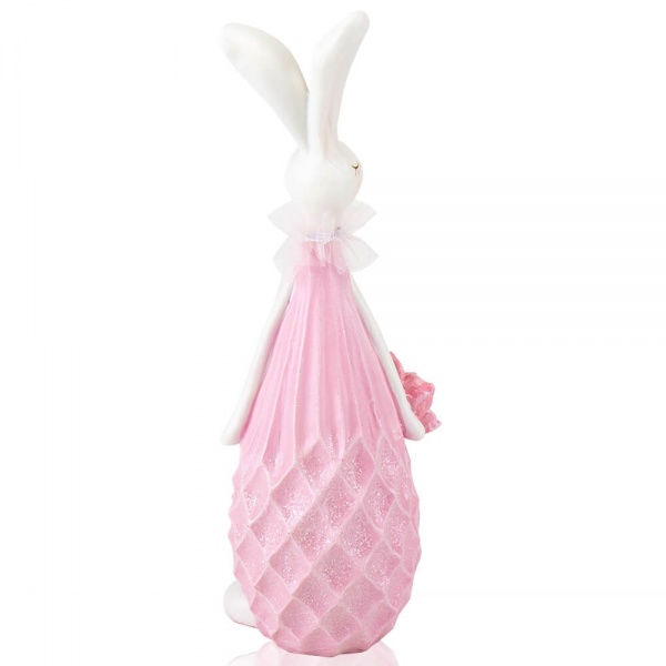 Декоративная фигура кролик в розовом 28 см