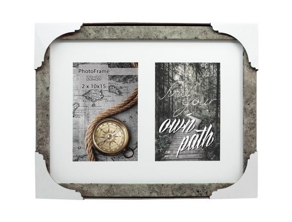 Фоторамка с паспарту SvitArt FKP-2-1913-5A 10x15 см серо-коричневый 