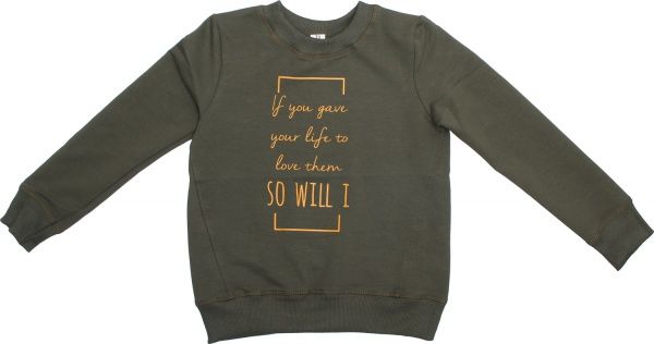 Свитшот Маленькие люди для девочки 13 р.134 оливковый 