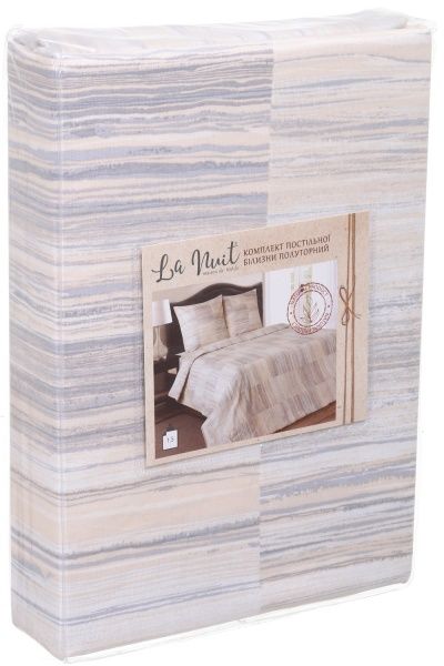 Комплект постільної білизни 1.5 бежево-сірий La Nuit 