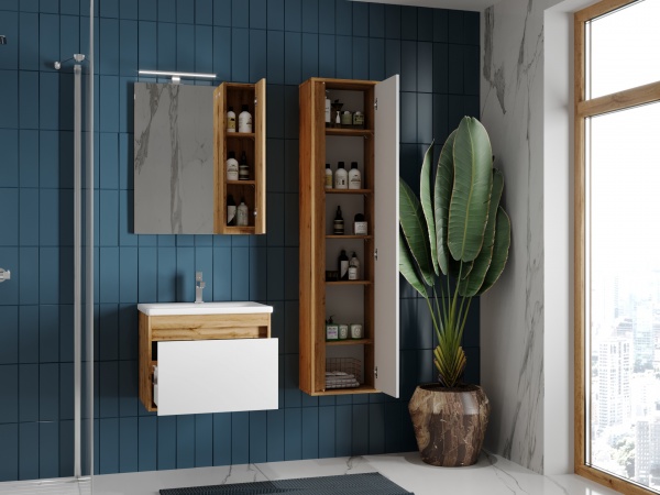 Пенал для ванной комнаты ЮВЕНТА Malta -170 дуб Вотан