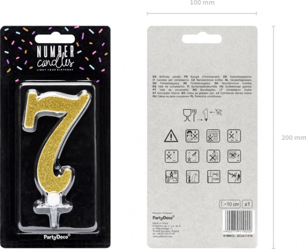Свічка для торта Partydeco цифра 7 золота 10 см (SCU4-7-019)