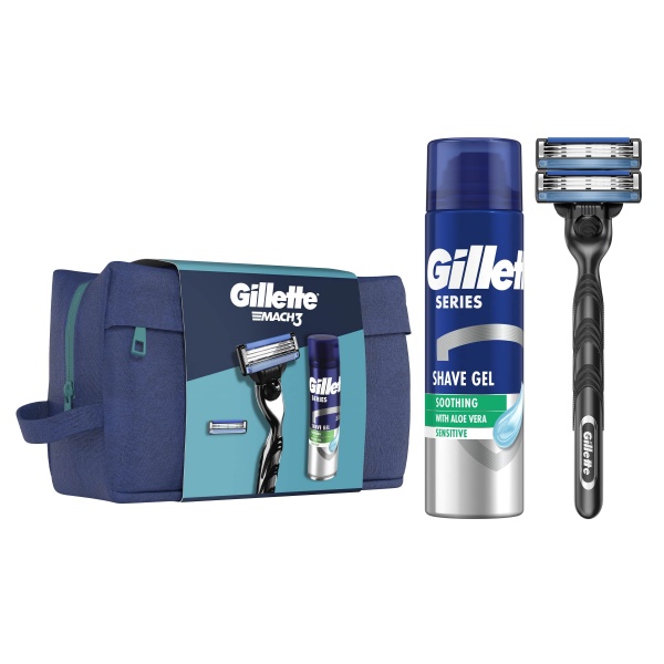 Подарочный набор для мужчин Gillette станок Gillette Mach 3 + Гель для бритья 200 мл