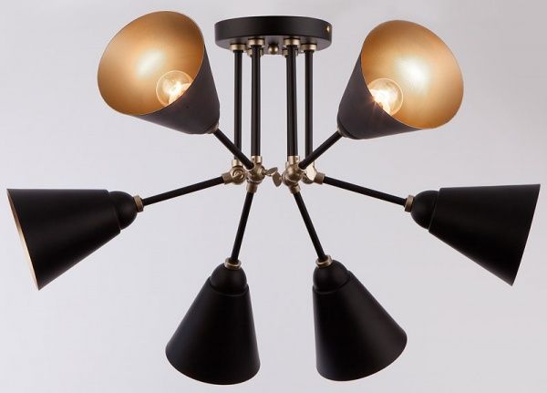 Люстра потолочная Strotskis Nigella 6x60 Вт E27 черный/золото 70052/6 