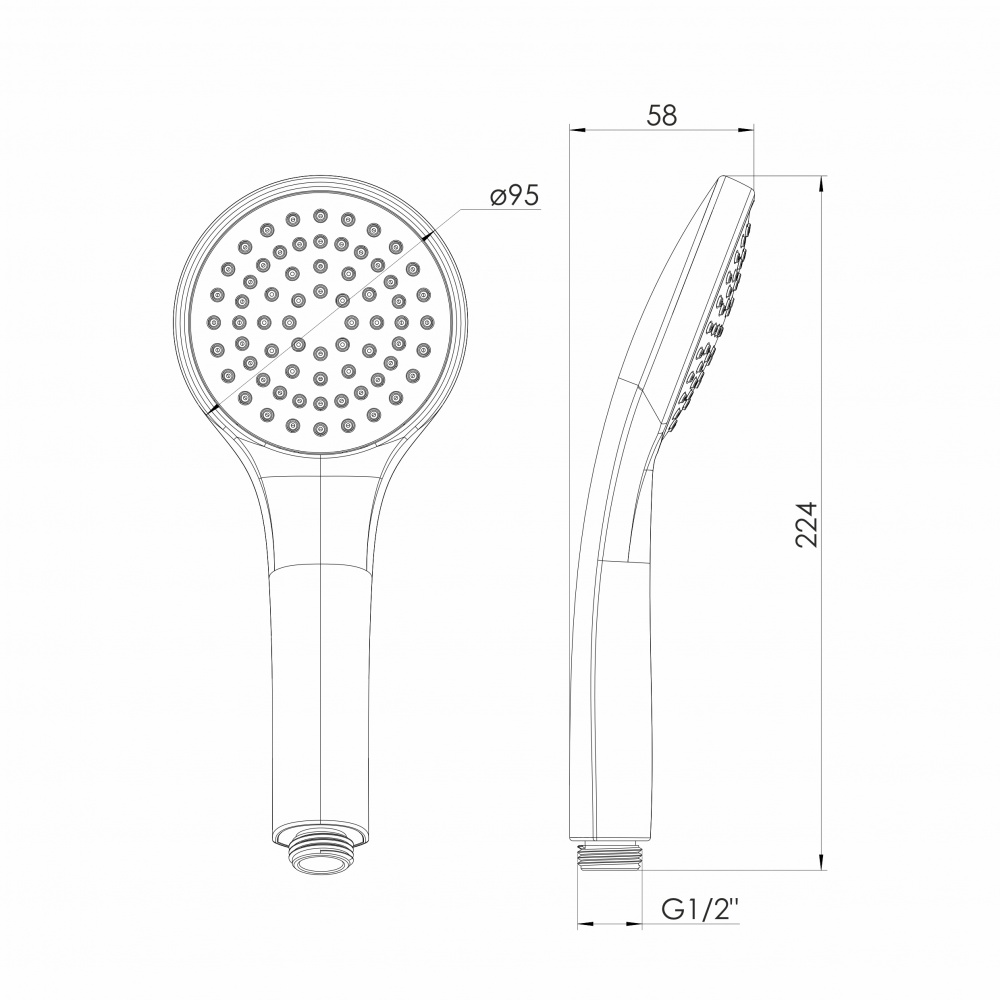 Ручний душ RJ 95 мм, 1 режим, блістер, хром