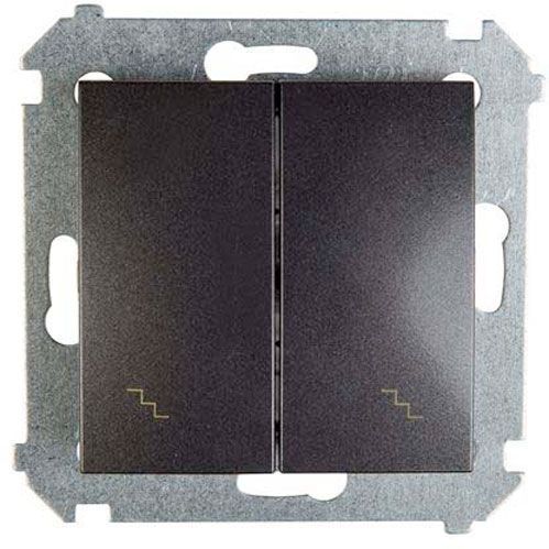 Выключатель двухклавишный Simon 54 без подсветки 10 А 250В графит DW6/2.01/48