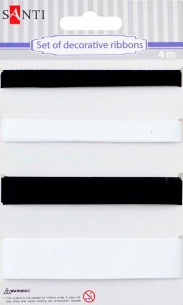 Декоративный элемент лент, 7мм, 10мм, 13мм, 20мм, 4м / уп, черно-белый 1 комплектов 4 шт. Santi