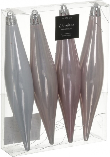 Набор новогодних украшений Сосульки CAN210510 розовый 15 см 4 шт./уп. 