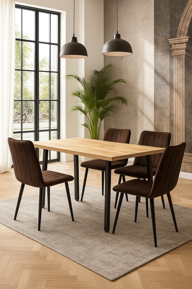 Стул TWINSANN Міо 450x600x830 мм (ножки конусные металл) коричневый / черный