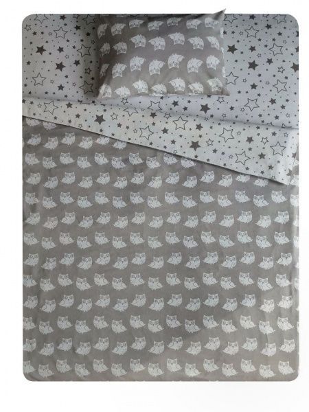 Комплект постельного белья Совы 1,5 белый с серым UP! (Underprice) 