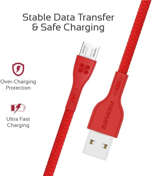 Кабель Promate USB – microUSB 1,2 м червоний (powerbeam-m.red) 