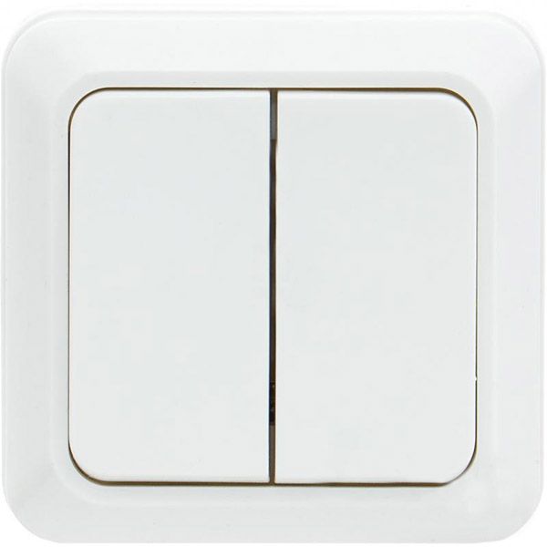 Вимикач двоклавішний UP! (Underprice) IP20 без підсвітки 10 А 220-250В білий BD-SWP.MZ20G2W1-WH