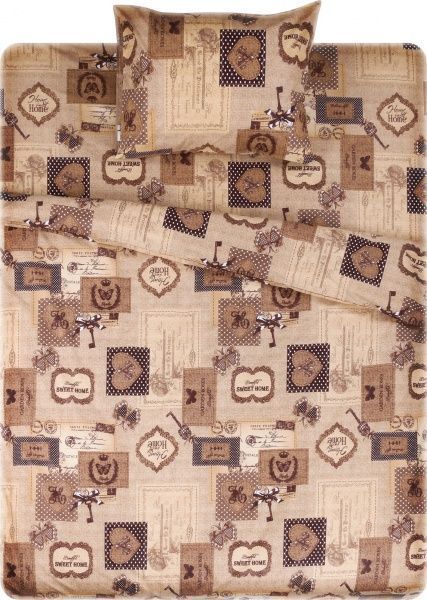 Комплект постільної білизни Печворк 1,5 коричневий із малюнком 