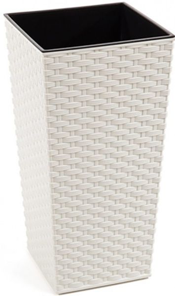 Горшок Lamela Финезия ротанг квадратный белый 