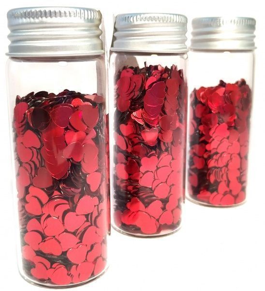 Конфеті для декорування у скляній банці Червоні сердечка 1 шт. Річ-Ленд