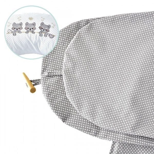 Подушка для кормления 35х200 см с вышивкой и пуговкой серая IDEIA