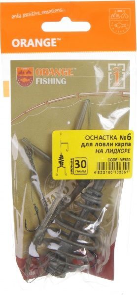 Оснастка для ловли карпа Orange Carp 30 г на лидкоре 3 крючка