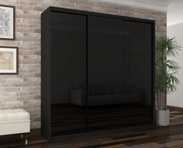 Шкаф-купе SLIM Viskonta ДСП 2,4 м 2400x550x2400 мм черный двери / стекло