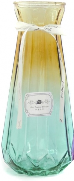 Ваза стеклянная желто-зеленая Crystal Fiona 30 см YIWU