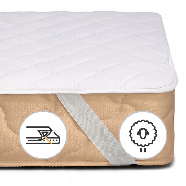 Наматрасник MirSon Стандарт Natural Line Wollen 956 обычный с резинкой по углам 26х80x160 см 2200000834522 