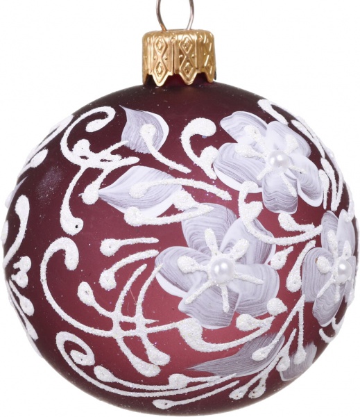 Шар новогодний цветочная серия d 60 мм в ассортименте 2200