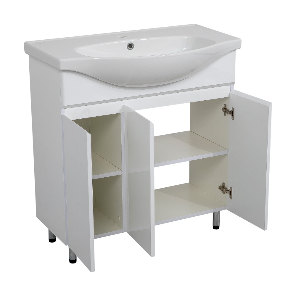 Тумба на ножках Aqua Rodos Лео 80 см белый глянец