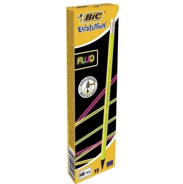 Олівець чорнографітний Evolution Fluo з гумкою BIC