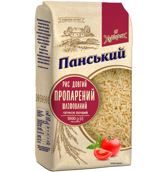 Рис ТМ Хуторок панський 1000 г довгий пропарений шліфований 