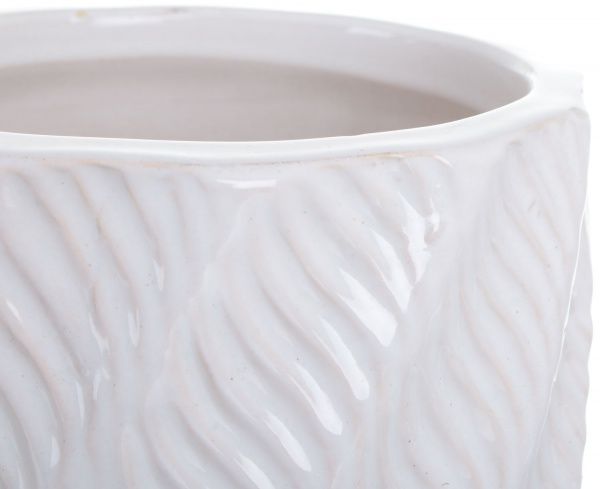 Горщик Viet Thanh Ceramic з блюдцем циліндр хвиля 17х20 см VT.10967-2 круглий білий 