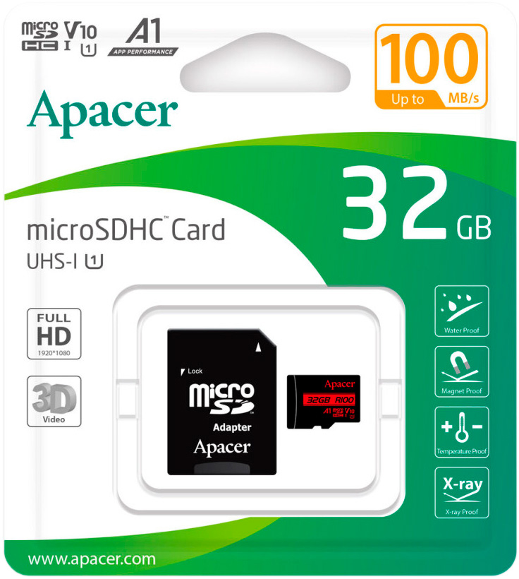 Карта пам'яті Apacer microSD 32 ГБ Class 10 (AP32GMCSH10UB-R )
