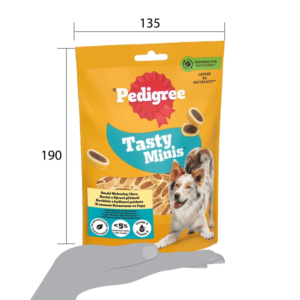 Лакомство Pedigree Tasty Minis с говядиной и сыром 140 г