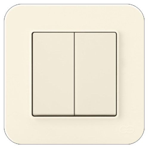 Вимикач Gunsan двоклавішний RADIUS без підсвітки 10 А 250В кремовий 01 37 12 00 100 103