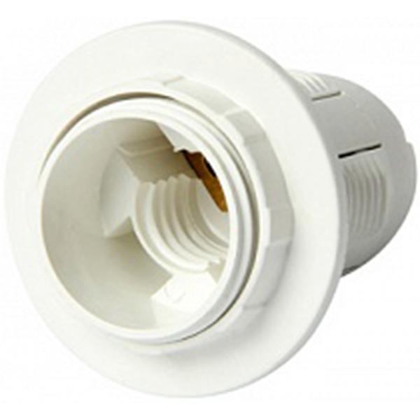 Патрон пластиковый E.Next E14 с гайкой белый