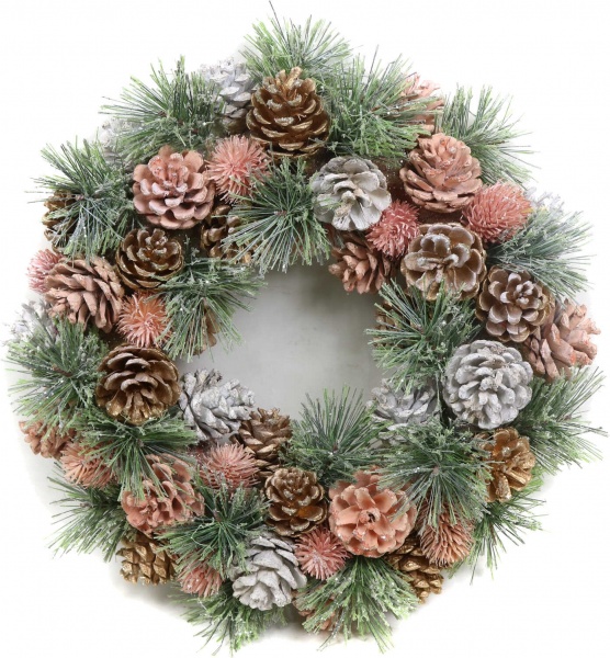 Венок хвойный New Star из шишек и сухоцветов d340 мм C320350 