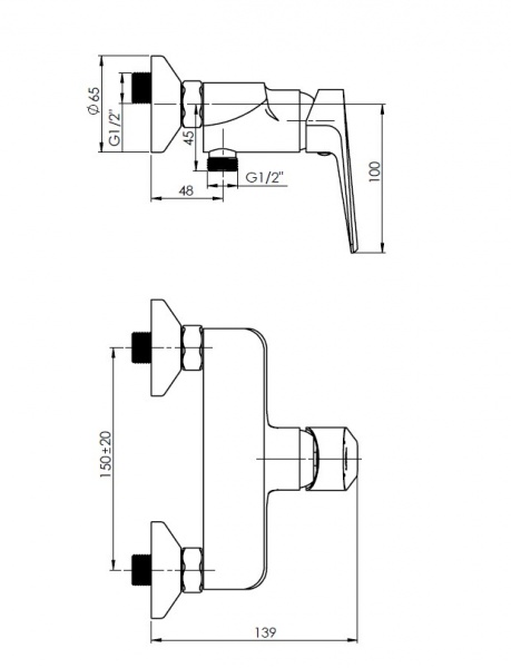 Смеситель для душа Rubineta Deli-12