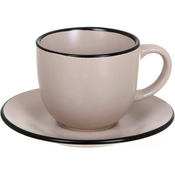 Кружка з блюдцем Happy Go Matte кремова 240 мл