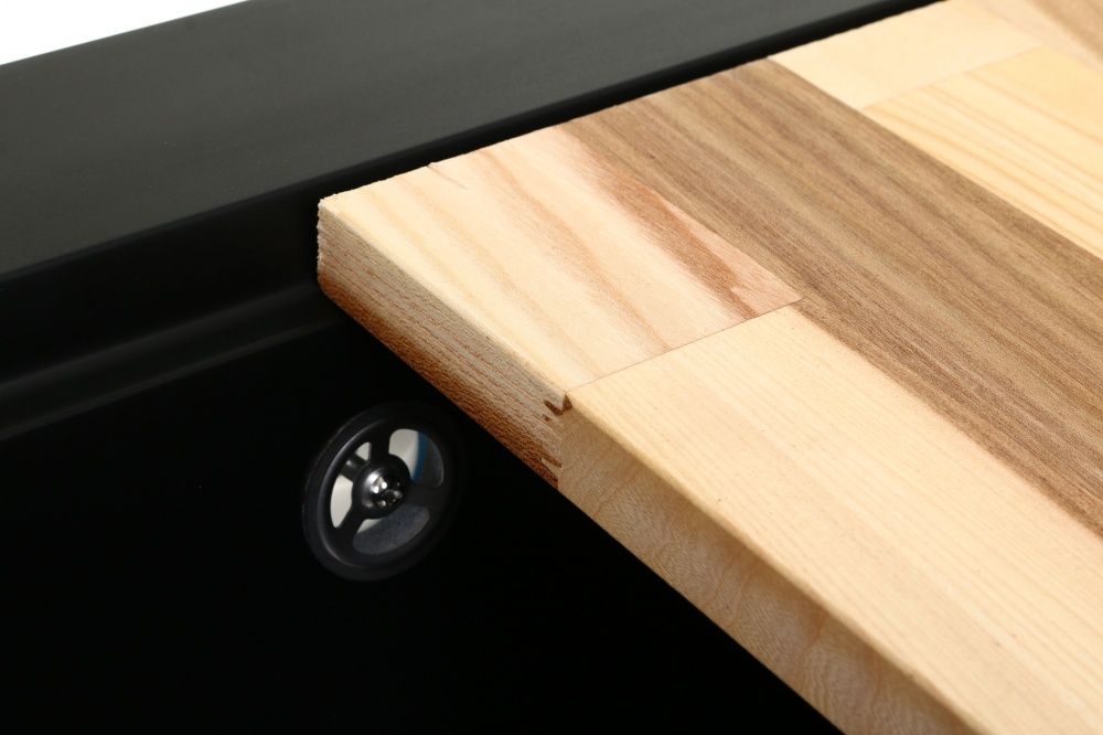 Мойка ScandiSPA из кварцевого песка Delta black D GMD620bD + деревянная дощечка