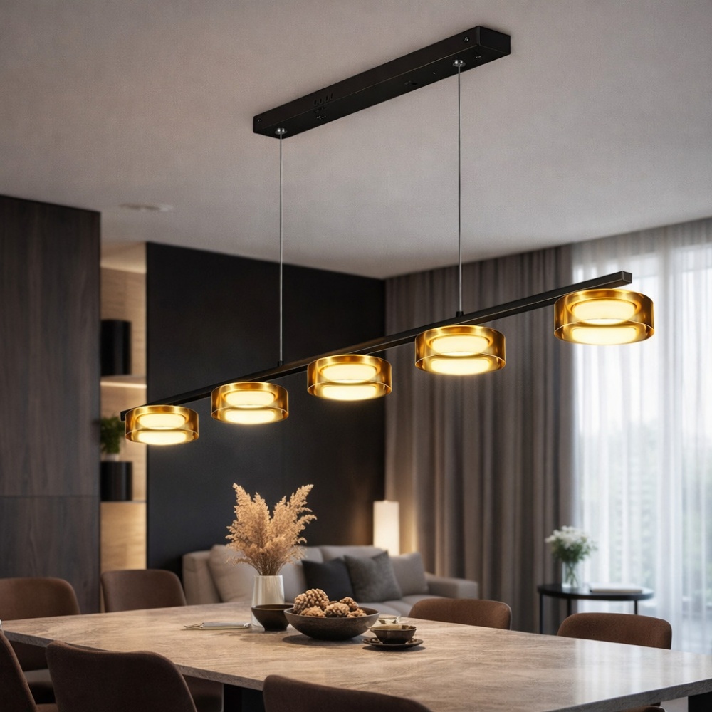 Люстра підвісна LIGHT SET DUSHA MS241-ZD5 5x12 Вт GX53 чорний із бурштиновим