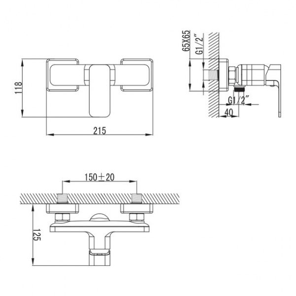 Смеситель для душа Imprese BILOVEC черный мат, 35 мм 15256