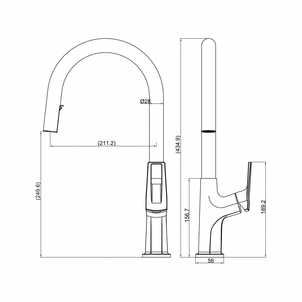 Смеситель для кухни FADO S.r.l MIX014011GG выдвижной хром Banti