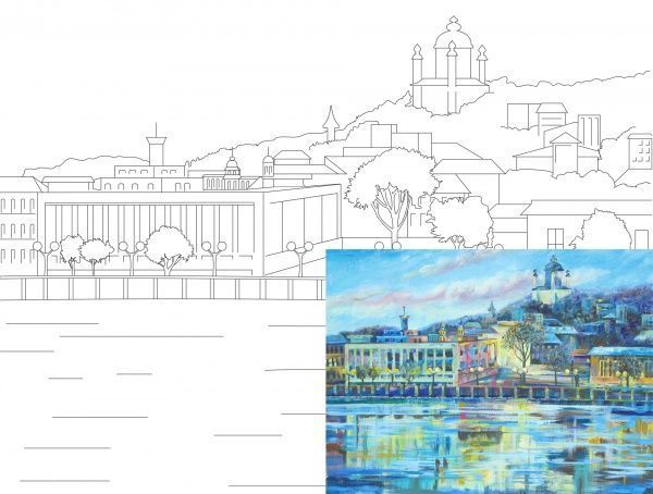 Полотно Этюд накартонесконтуромГородаКиев30х40хлопокакрил GPA284206