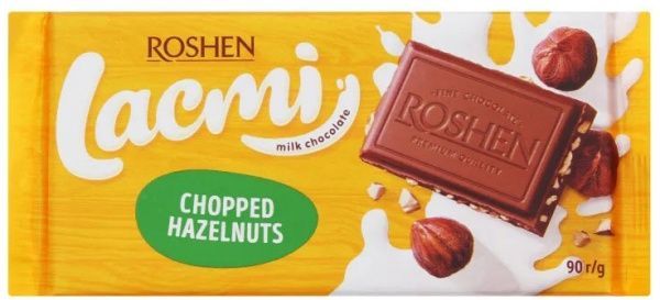 Шоколад Roshen Lacmi с измельченными лесными орехами 90 г