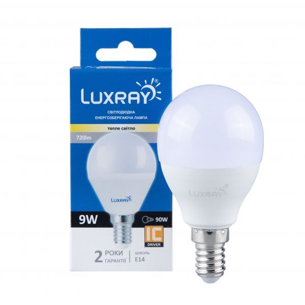 Лампа світлодіодна Luxray 9 Вт G45 матова E14 220 В 3000 К 