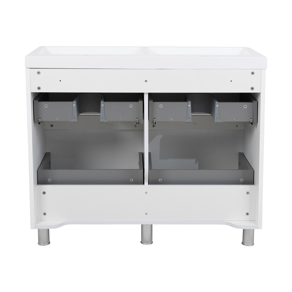 Тумба напольная Aqua Rodos VISTA белый глянец с умывальником Bar двойная чаша 100 см