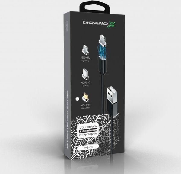 Кабель Grand-X microUSB 1 м чорний (MG-01M) 