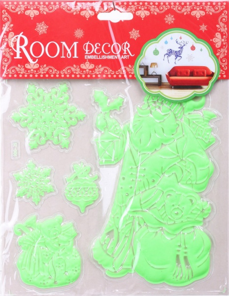 Наклейка декоративна силіконова флуоресцентна мікс (6 дизайнів) в асортименті 91419-PN 21x20 см